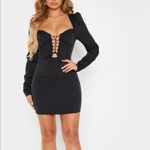 PLT Black Lace up Dress